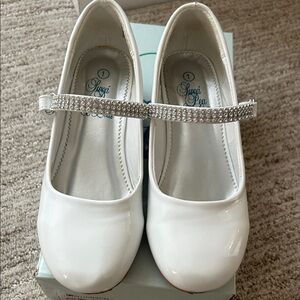 White Kids Shoes with Rhinestone Strap